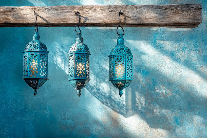 L'art des lanternes bleues par Poster Art Shop