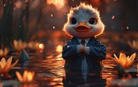 Die Dapper Duck in einem Lotusparadies
