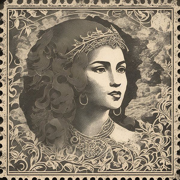 Porträt einer alten Briefmarke von Biljana Zdravkovic
