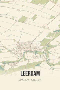 Vintage landkaart van Leerdam (Utrecht) van Rezona