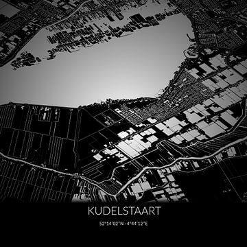 Black-and-white map of Kudelstaart, North Holland. by Rezona