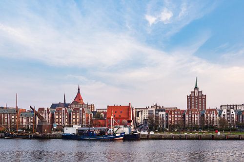 View to the city port in Rostock, Germany