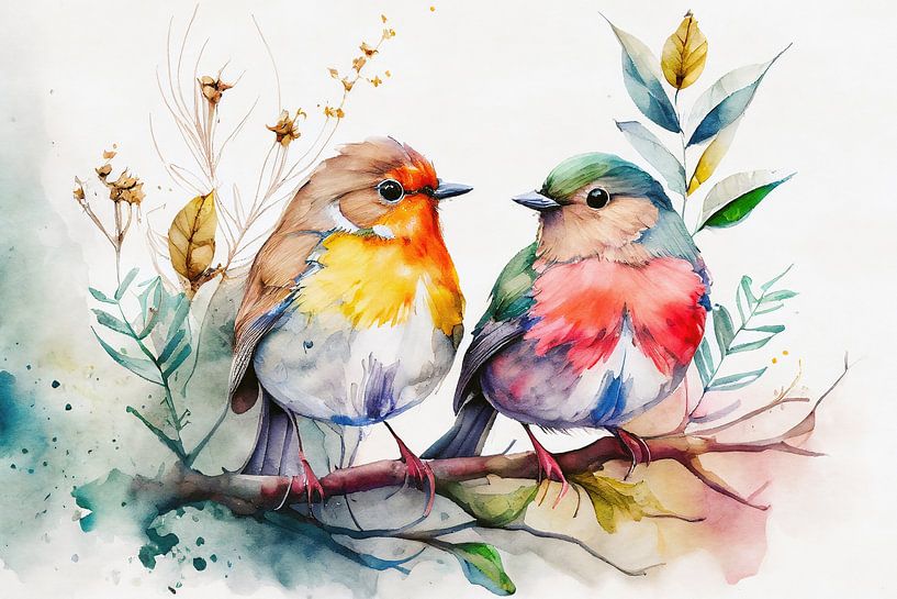 Aquarelle pour oiseaux II par Jacky