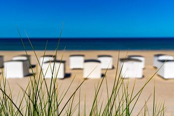 Badhuizen op het strand bij Løkken in Denemarken