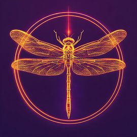 Neon rendering of a dragonfly by Lauri Creates
