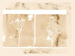 Minimalistische abstrakte Pflanzenkunst in Ocker und Weiß. Pflanzen.