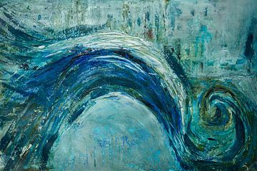 Blauwe golf abstract van Iris Holzer Richardson