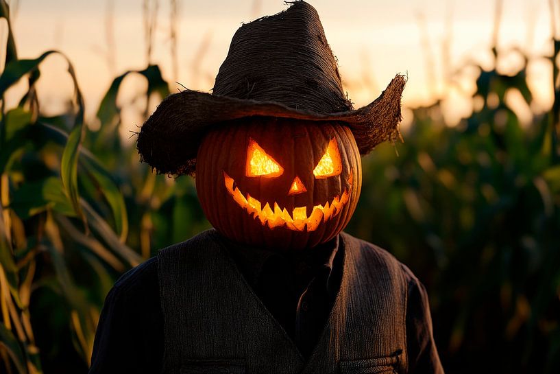 Carving a pumpkin with a grim face by Poster Art Shop