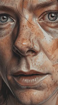 David Bowie Face Close Up Painted with Watercolours by Felix Wiesner