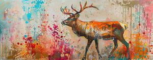 Peinture d'art sur les cerfs