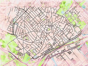 Kaart van Beverwijk in de stijl 'Soothing Spring' van Maporia