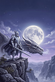 Ritter und Drache im Mondlicht von Markus Gann