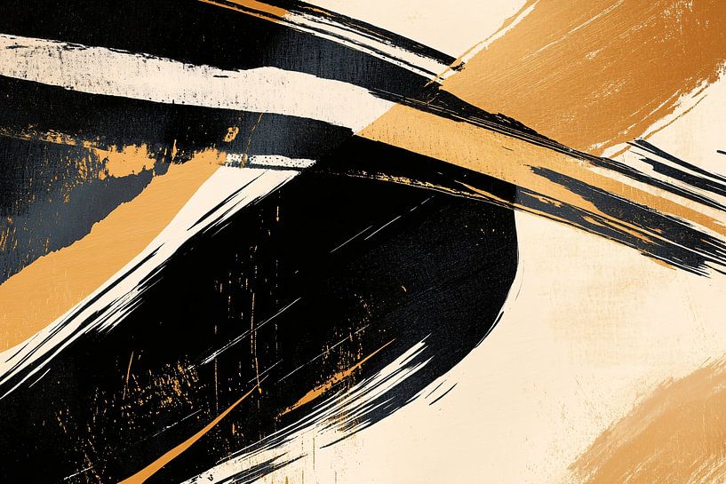 Peinture abstraite dynamique noir beige par Imperial Art House