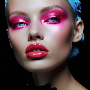 Digital art portrait: I love neon by Carla Van Iersel