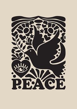 Grafik Peace - Schwarz/Beige - Wandgalerie - Japandi - Abstrakt