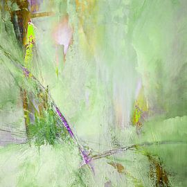 Flying away - lime green with yellow and rose