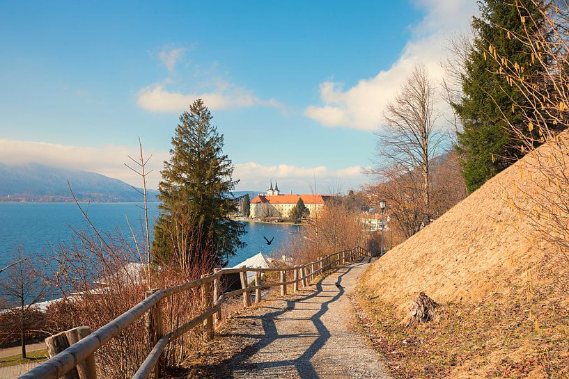 walkway at tourist resort Tegernsee, view to the castle, bavaria by SusaZoom