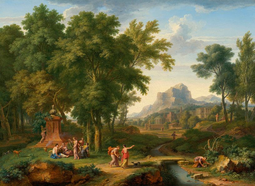Arcadian Landscape with a Bust of Flora, Jan van Huysum by Masterful Masters