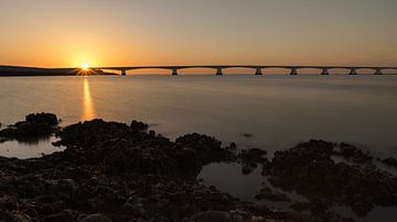 Sea bridge at sunset