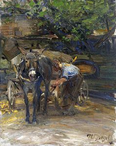 Eselfuhrwerk beim Anschirren, HEINRICH VON ZÜGEL, 1920