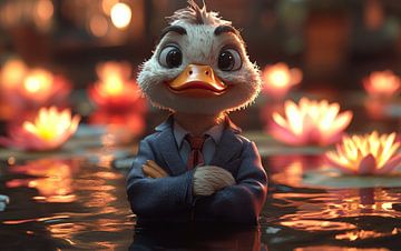 Die Dapper Duck in einem Lotusparadies