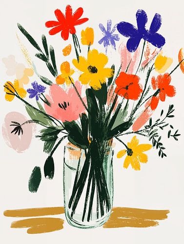 Colorful Flowers in Vase