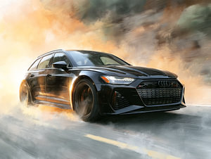 Schwarzer Audi RS6 im Kinostil