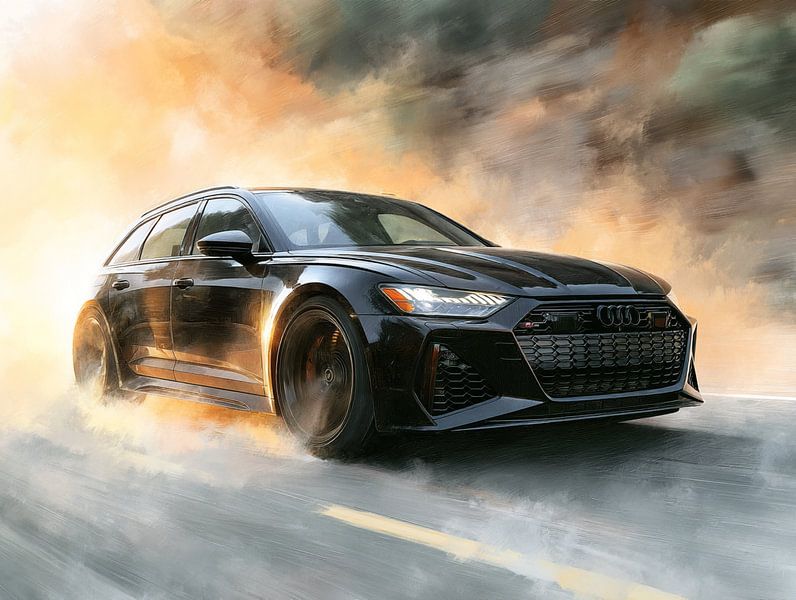 Schwarzer Audi RS6 im Kinostil von PixelPrestige