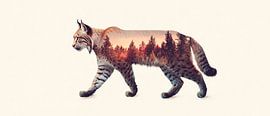 Lynx with forest motif by Poster Art Shop