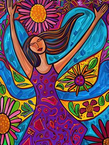 Peinture d'une femme colorée