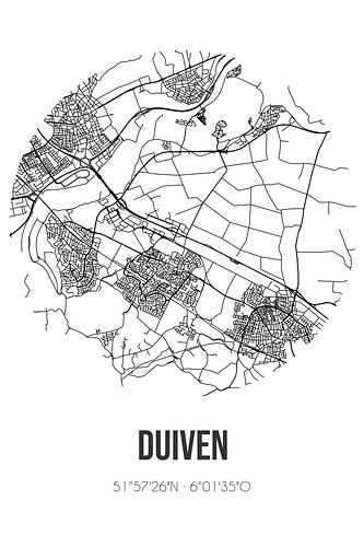 Duiven (Gelderland) | Karte | Schwarz und weiß