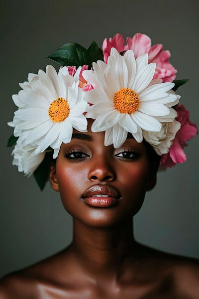 Blooming beauty with a wreath of flowers by Poster Art Shop