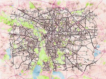 Map of Leipzig with the style 'Soothing Spring' by Maporia