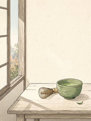 Quiet Matcha Morning Beside A Sunlit Window In Japan