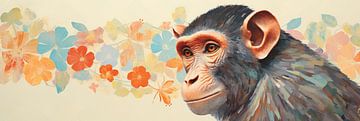 Schimpanse Pastellmalerei von De Mooiste Kunst