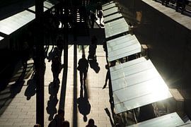 Pedestrian in the backlight by Heiko Kueverling