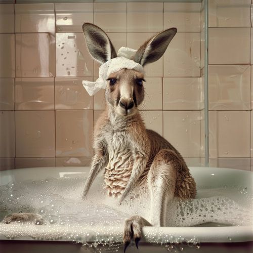 Kangoeroe in de badkamer - Een originele badkamerfoto voor je WC