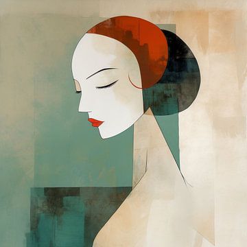 Silhouette féminine, minimaliste sur Color Square