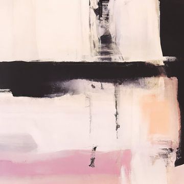 Tableau abstrait moderne en blanc, noir et rose sur Studio Allee