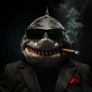Hai mit Zigarre und Sonnenbrille