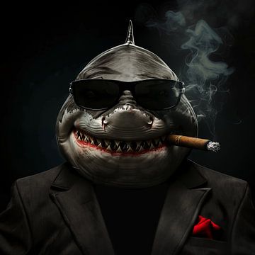 Haai met sigaar en zonnebril van TheXclusive Art