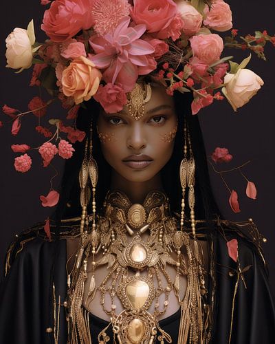 Modern portrait "Flower girl" by Carla Van Iersel