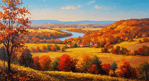 Peinture à l'huile de l'automne vibrant, présentation artistique réaliste