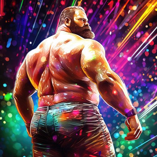 Homme barbu dans la lumière d'une discothèque