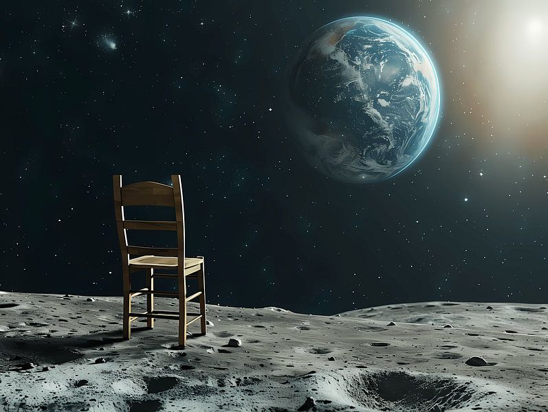 Chair on the moon by Littlewhitecat