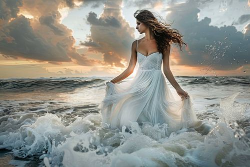 bruid in de branding