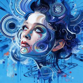 Fantasie bleue — Visage en mouvement fluide sur ART AKON