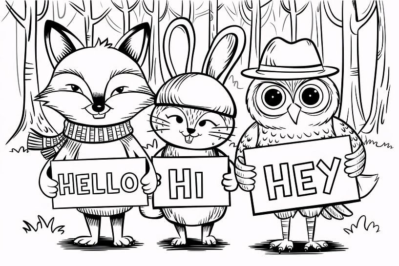 Vos, konijn en uil groeten van Art & Soul Creations