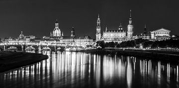 Dresden - panorama of the historical skyline on the Elbe river.