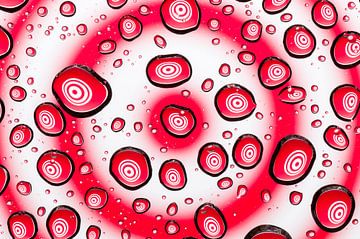 Psychedelische cirkels in rood en wit van Wijnand Loven